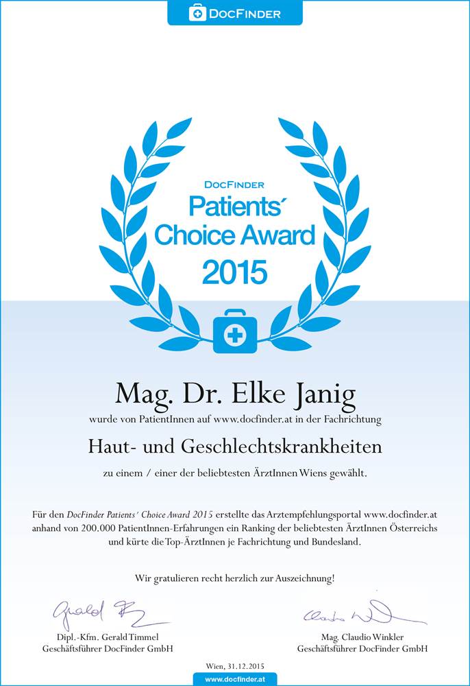 Patients`Choice Award 2015 | Dr. Elke Janig