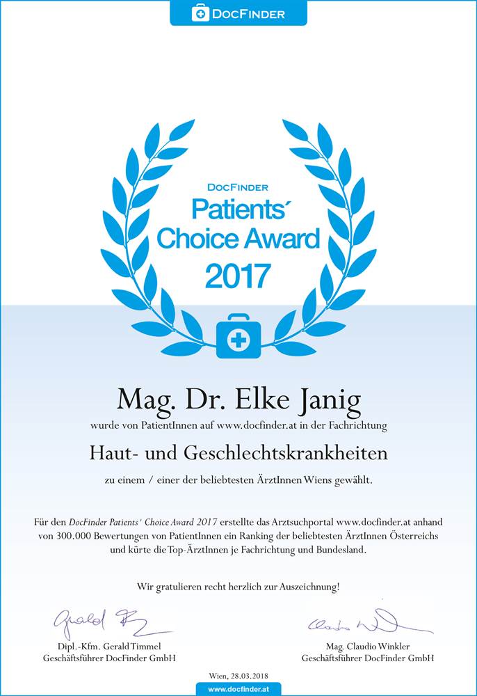 Patients`Choice Award 2017 | Dr. Elke Janig